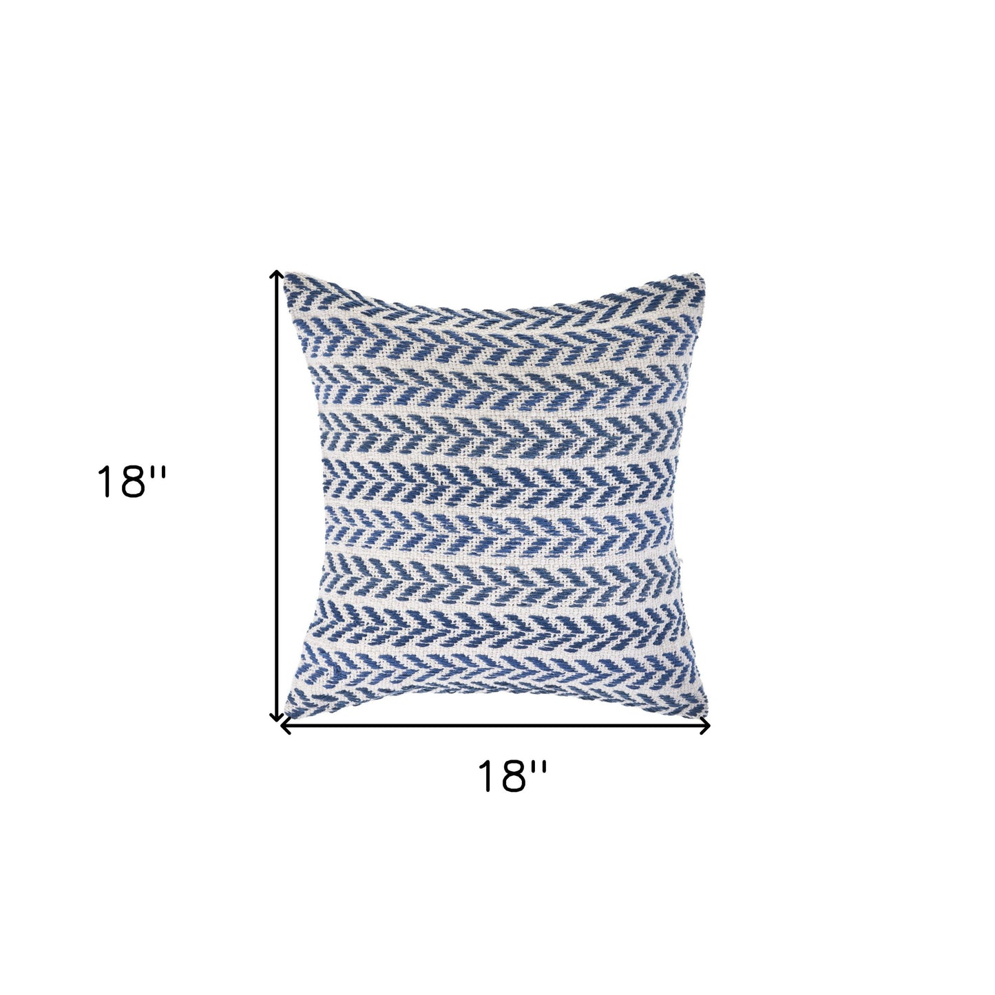 18" X 18" Blue White And Gray 100% Cotton Chevron Zippered Pillow