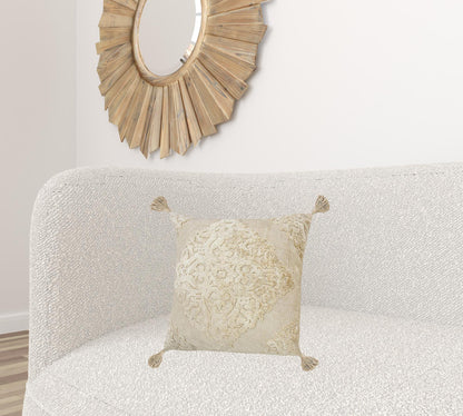 20" X 20" Silver Gray And Light Gray Viscose Zippered Pillow
