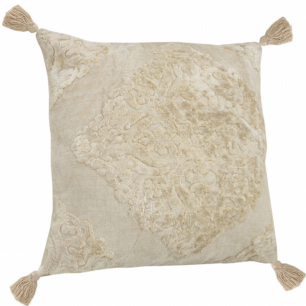 20" X 20" Silver Gray And Light Gray Viscose Zippered Pillow