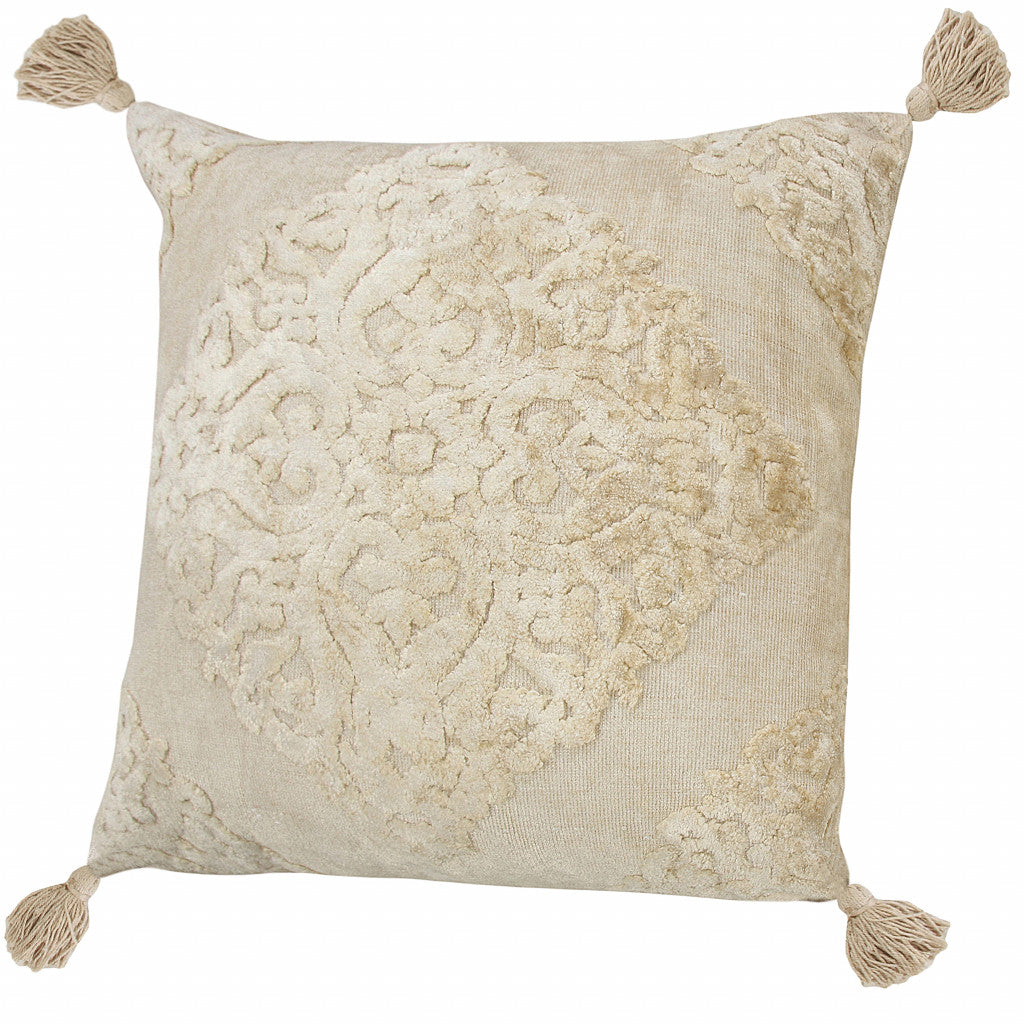 20" X 20" Silver Gray And Light Gray Viscose Zippered Pillow