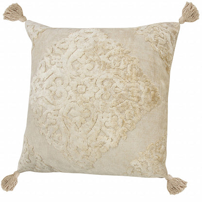 20" X 20" Silver Gray And Light Gray Viscose Zippered Pillow