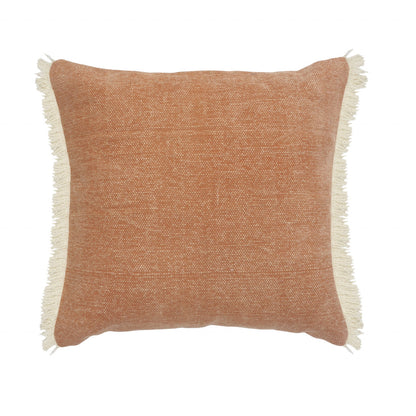 14" X 36" Orange And Tan 100% Cotton Zippered Pillow