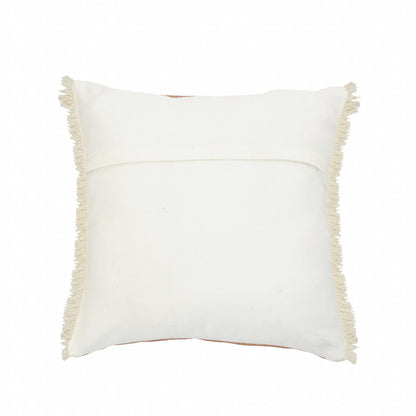 14" X 36" Orange And Tan 100% Cotton Zippered Pillow