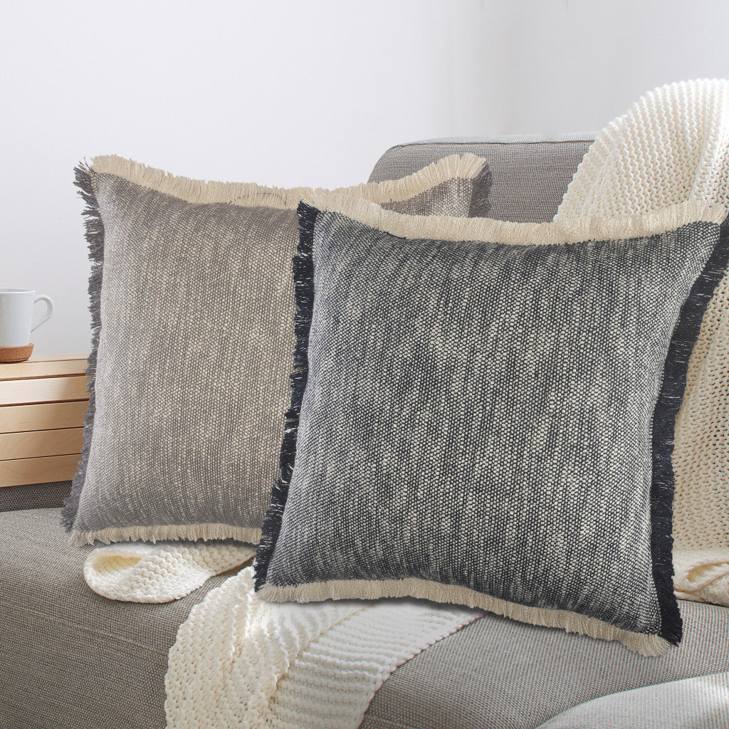 20" X 20" Micro Gray 100% Cotton Zippered Pillow