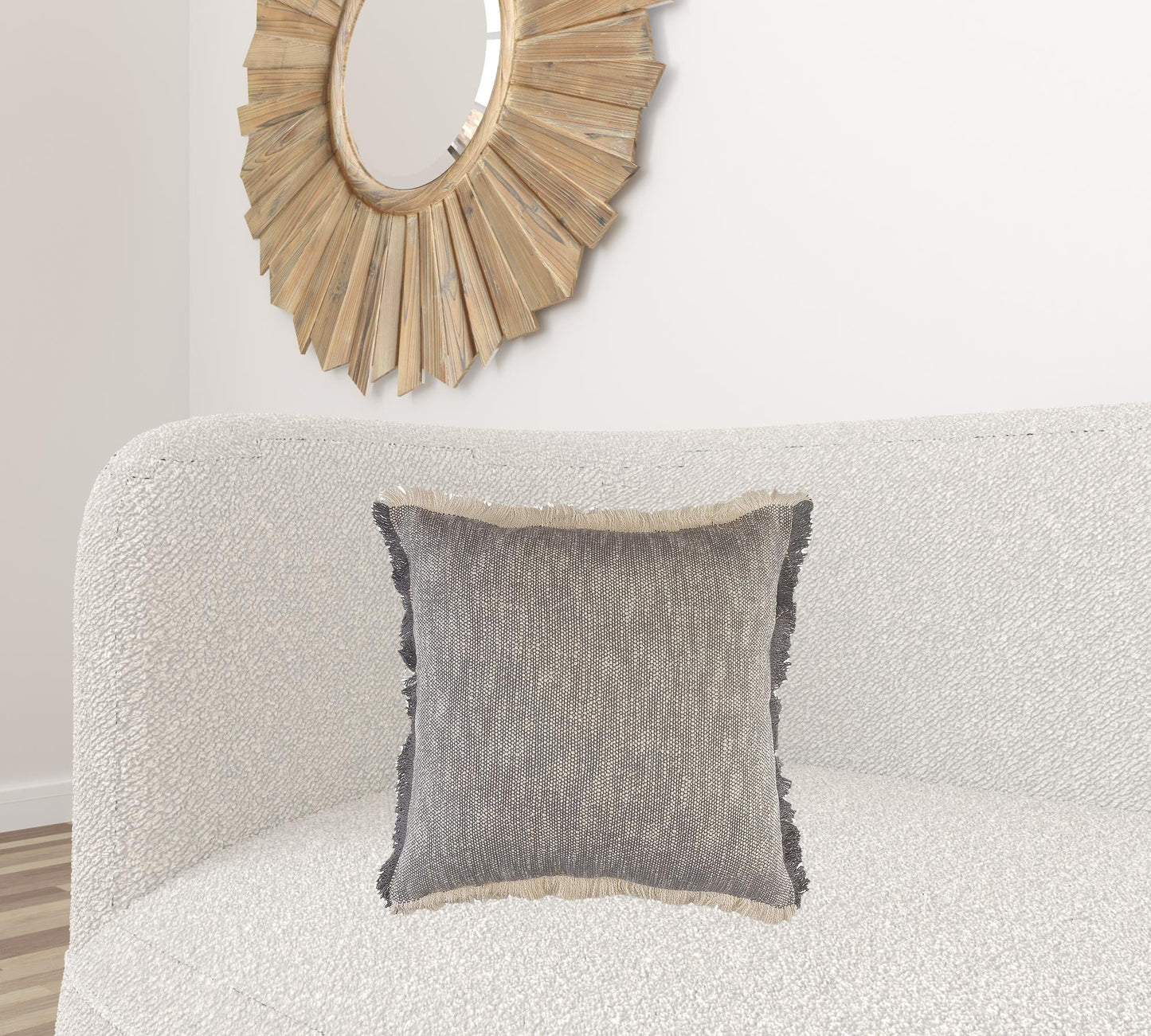 20" X 20" Micro Gray 100% Cotton Zippered Pillow