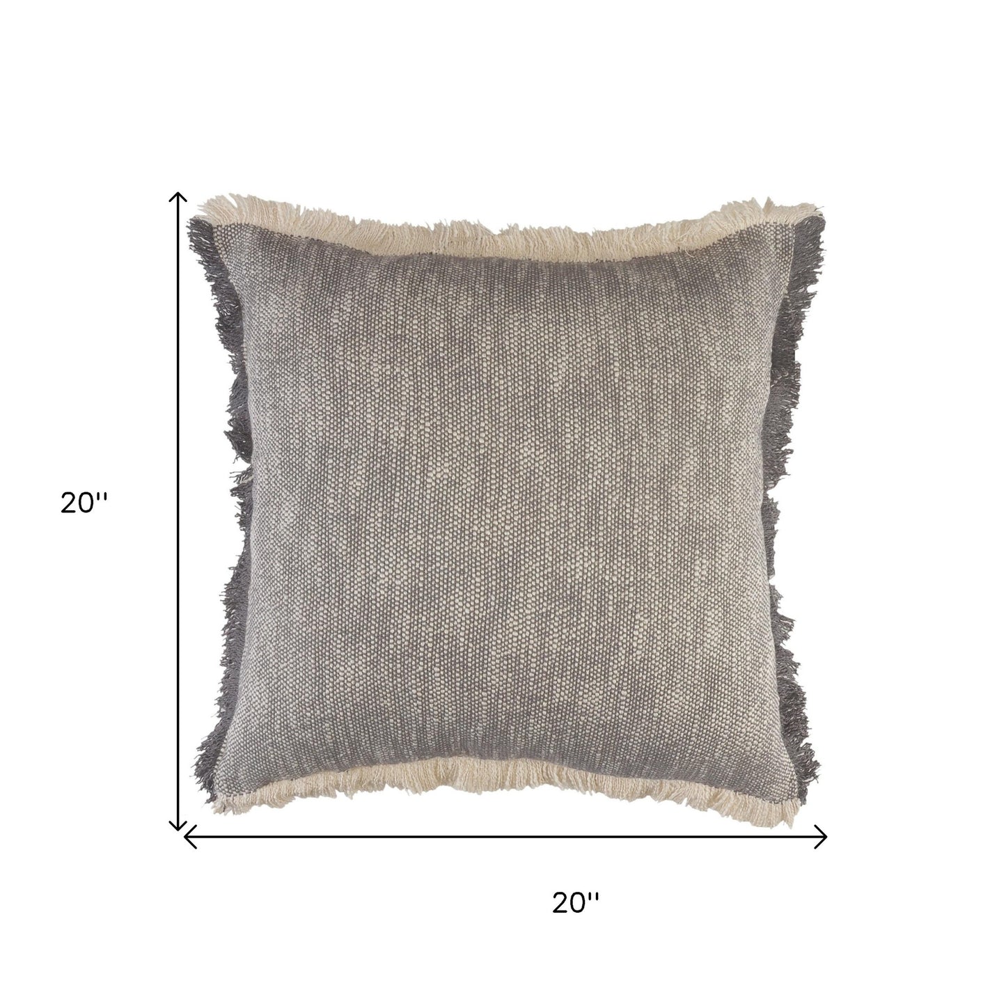 20" X 20" Micro Gray 100% Cotton Zippered Pillow