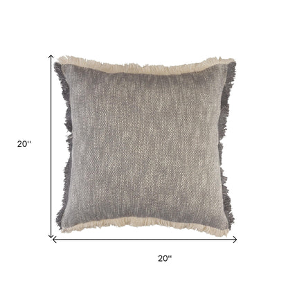 20" X 20" Micro Gray 100% Cotton Zippered Pillow