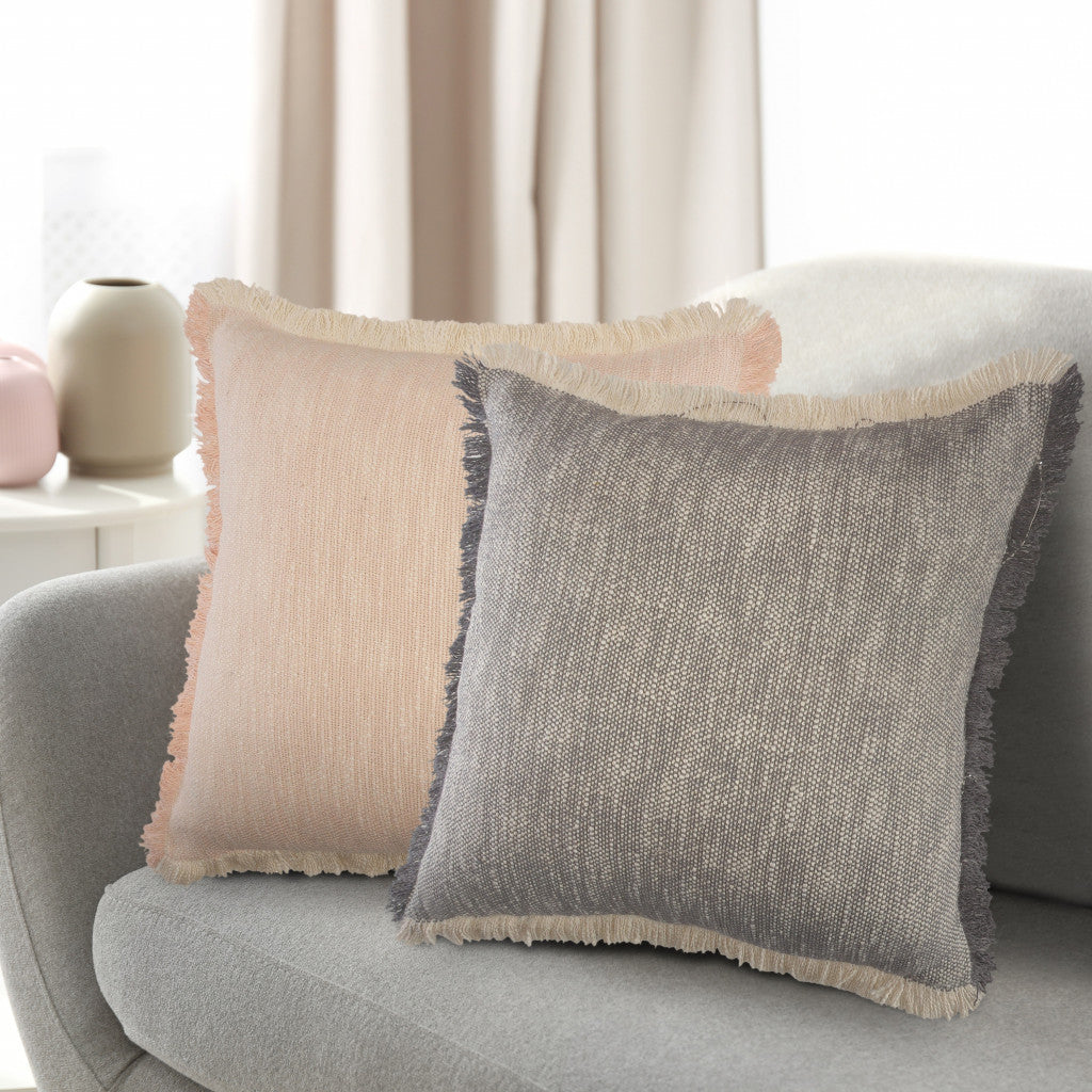 20" X 20" Micro Gray 100% Cotton Zippered Pillow