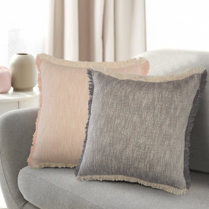 20" X 20" Micro Gray 100% Cotton Zippered Pillow