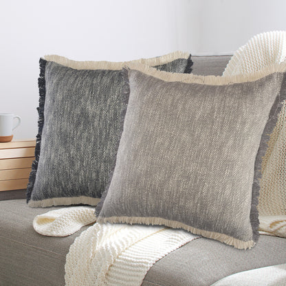 20" X 20" Micro Gray 100% Cotton Zippered Pillow