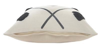 20" X 20" Cream Black And Gray 100% Cotton Geometric Zippered Pillow