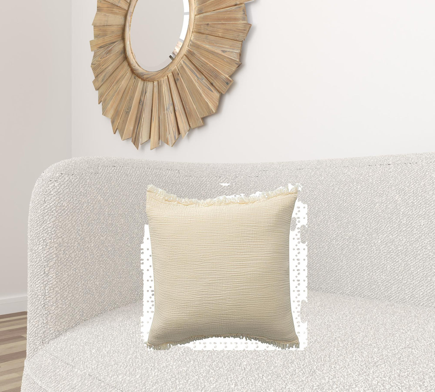 20" X 20" Blue Gray And Cream 100% Cotton Zippered Pillow