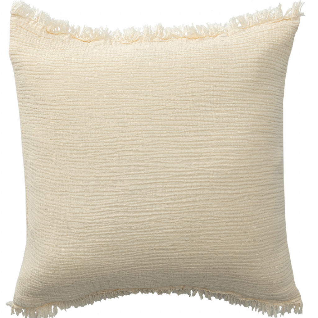 20" X 20" Blue Gray And Cream 100% Cotton Zippered Pillow