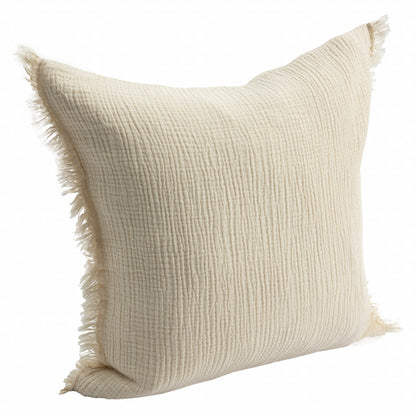 20" X 20" Blue Gray And Cream 100% Cotton Zippered Pillow