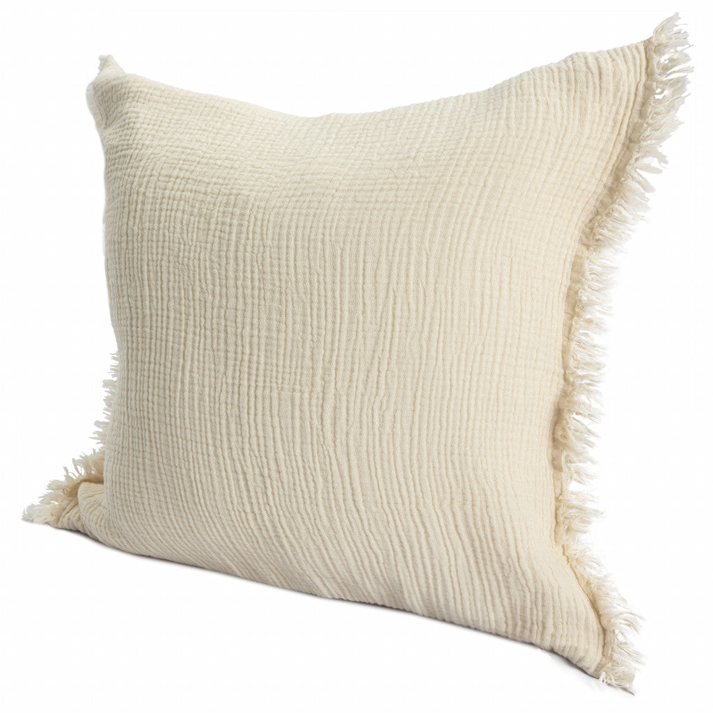 20" X 20" Blue Gray And Cream 100% Cotton Zippered Pillow
