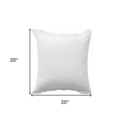 20" X 20" Blue Gray And Cream 100% Cotton Zippered Pillow