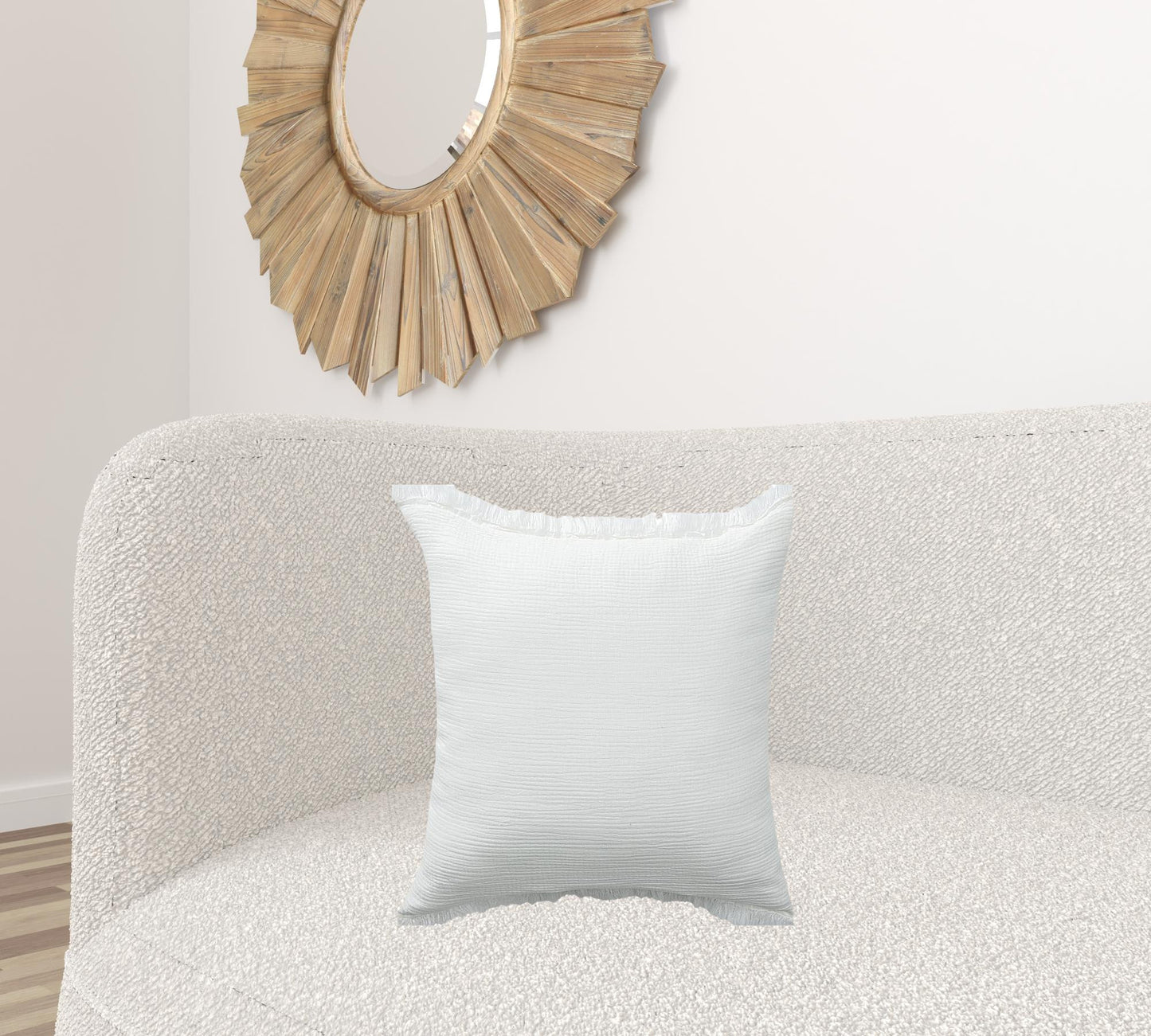 20" X 20" Blue Gray And Cream 100% Cotton Zippered Pillow