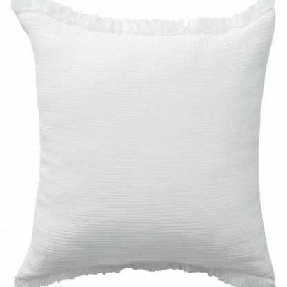 20" X 20" Blue Gray And Cream 100% Cotton Zippered Pillow