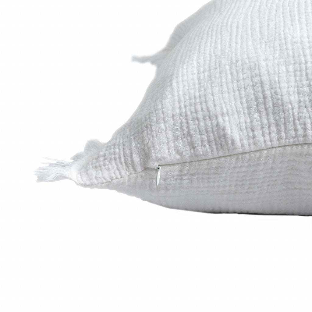 20" X 20" Blue Gray And Cream 100% Cotton Zippered Pillow