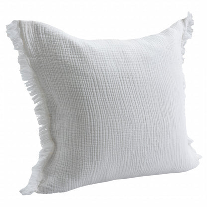 20" X 20" Blue Gray And Cream 100% Cotton Zippered Pillow