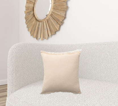 20" X 20" Blue Gray And Cream 100% Cotton Zippered Pillow