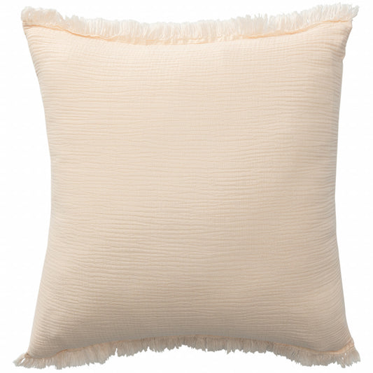20" X 20" Blue Gray And Cream 100% Cotton Zippered Pillow