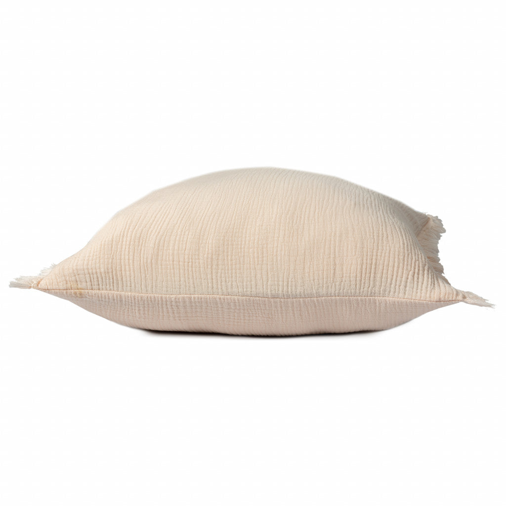 20" X 20" Blue Gray And Cream 100% Cotton Zippered Pillow