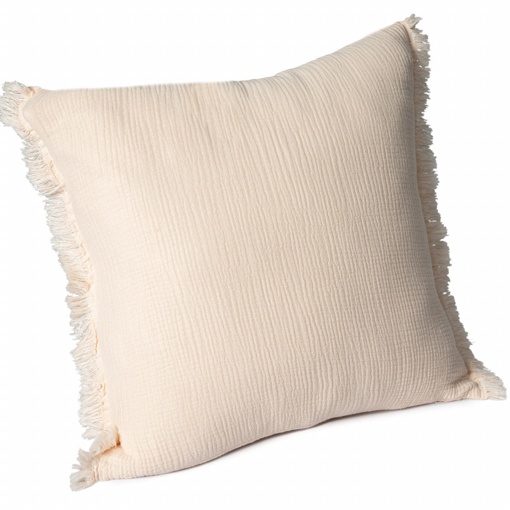 20" X 20" Blue Gray And Cream 100% Cotton Zippered Pillow