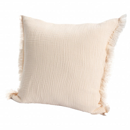 20" X 20" Blue Gray And Cream 100% Cotton Zippered Pillow