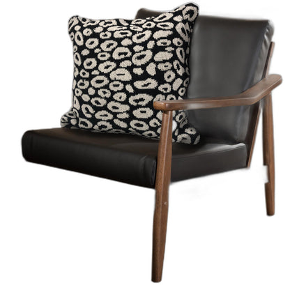 24" X 24" Black And White 100% Cotton Animal Print Zippered Pillow