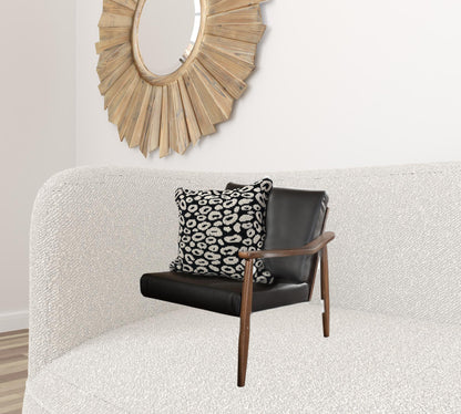 24" X 24" Black And White 100% Cotton Animal Print Zippered Pillow