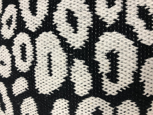 24" X 24" Black And White 100% Cotton Animal Print Zippered Pillow