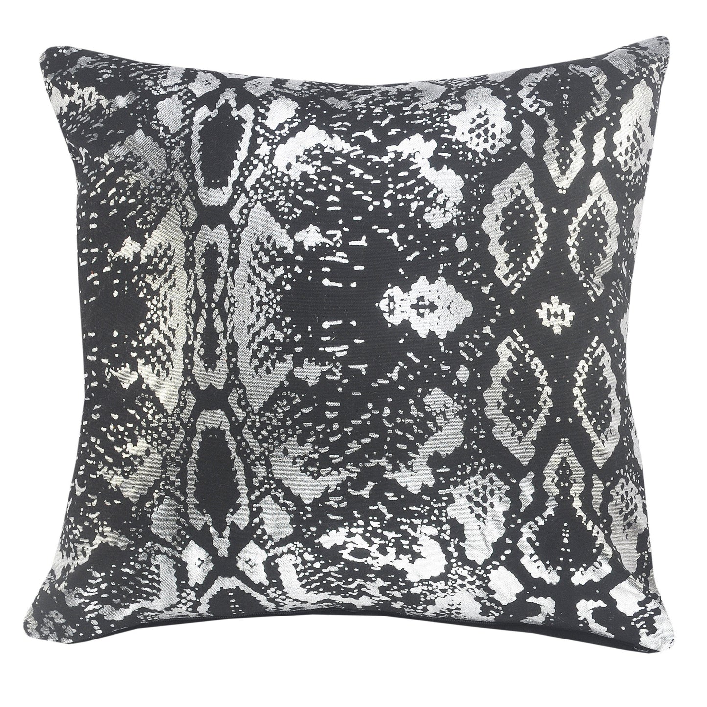 20" X 20" White And Silver 100% Cotton Animal Print Zippered Pillow