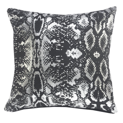 20" X 20" White And Silver 100% Cotton Animal Print Zippered Pillow