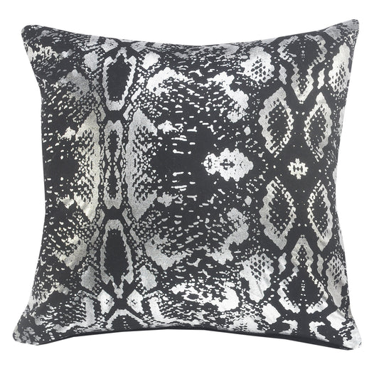20" X 20" White And Silver 100% Cotton Animal Print Zippered Pillow
