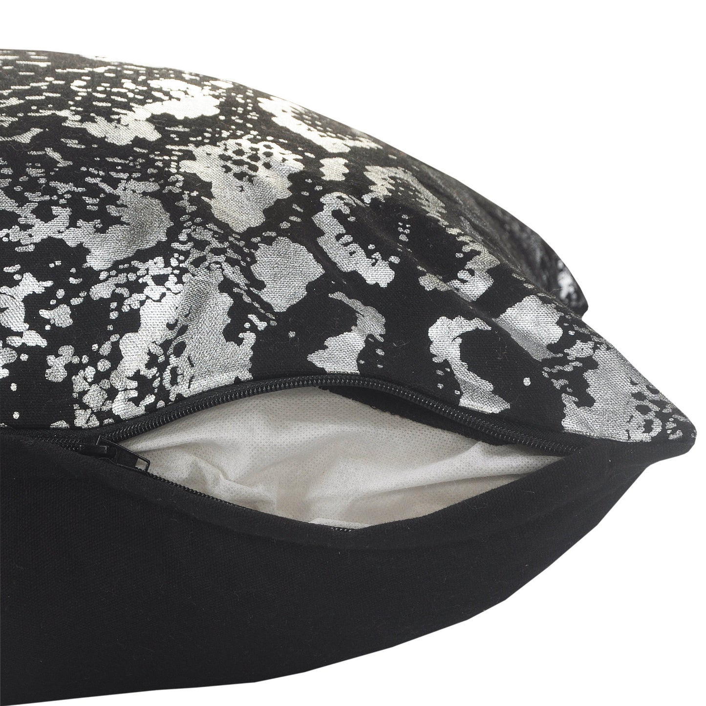 20" X 20" White And Silver 100% Cotton Animal Print Zippered Pillow