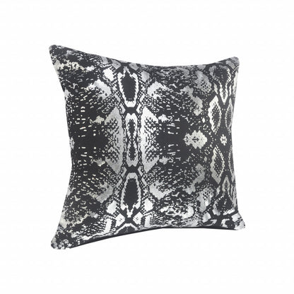 20" X 20" White And Silver 100% Cotton Animal Print Zippered Pillow