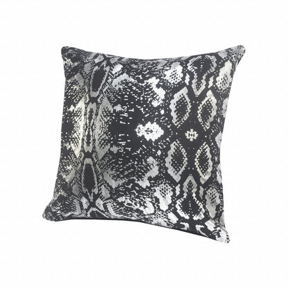 20" X 20" White And Silver 100% Cotton Animal Print Zippered Pillow