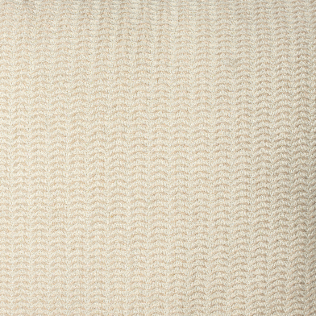 18" X 18" Beige And Ivory 100% Cotton Striped Zippered Pillow