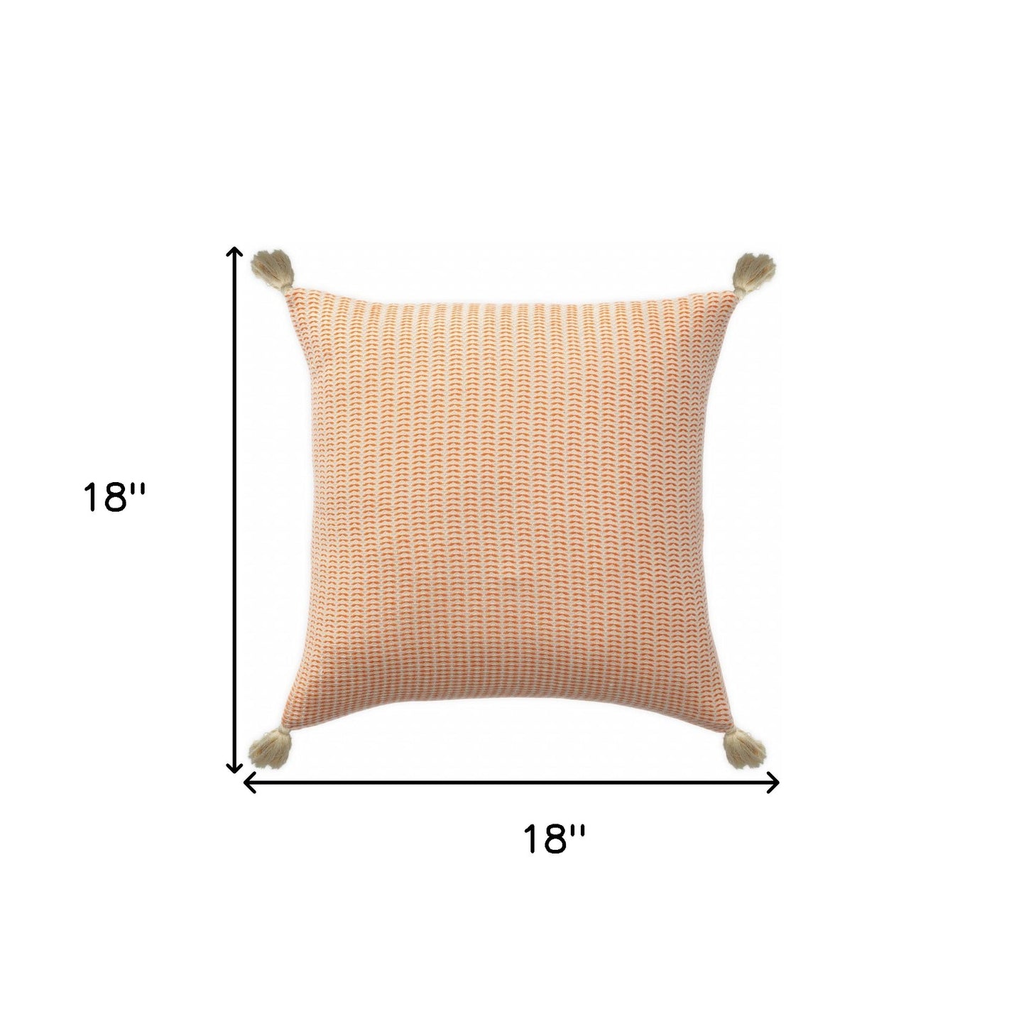 18" X 18" Beige And Ivory 100% Cotton Striped Zippered Pillow