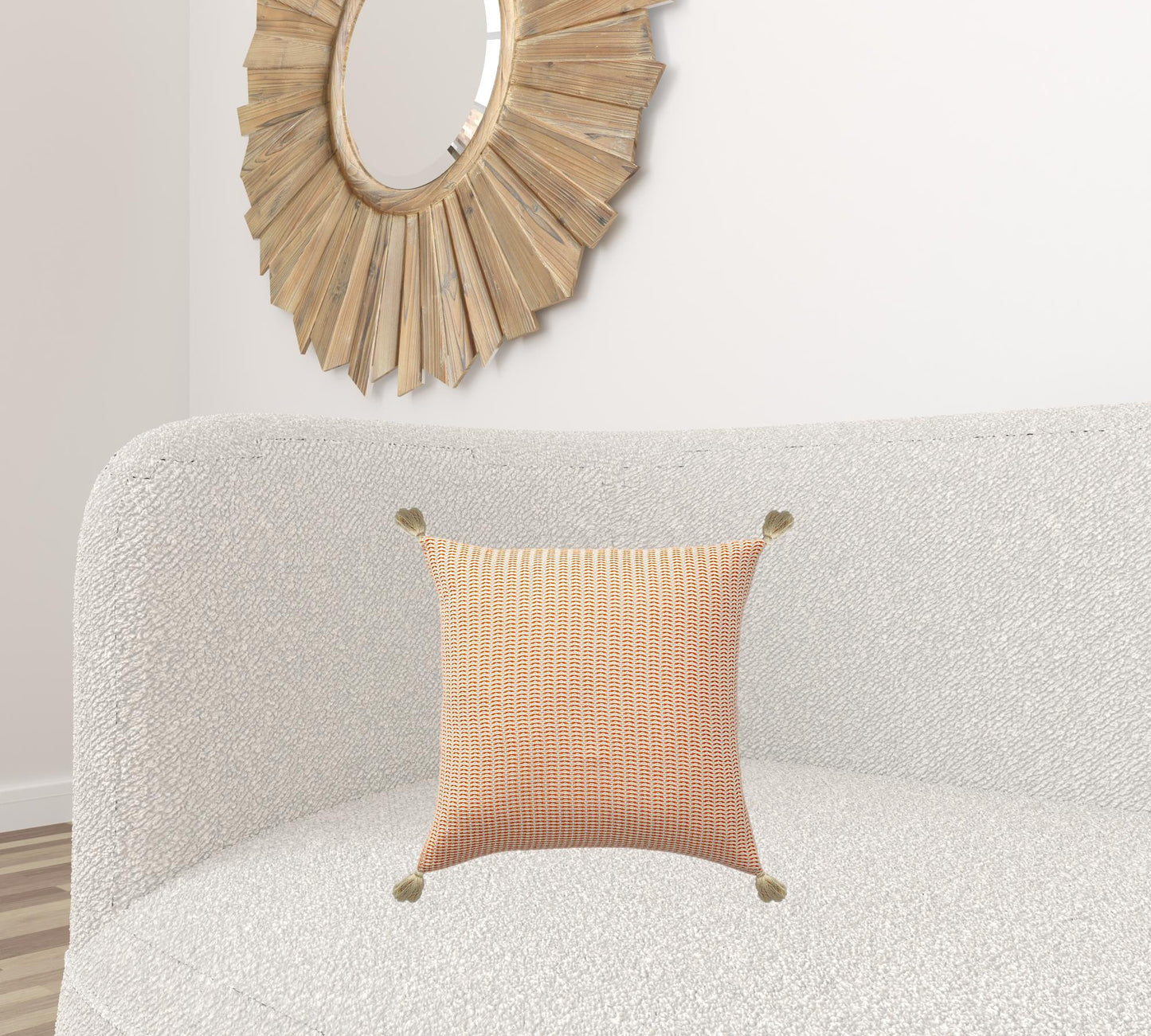 18" X 18" Beige And Ivory 100% Cotton Striped Zippered Pillow