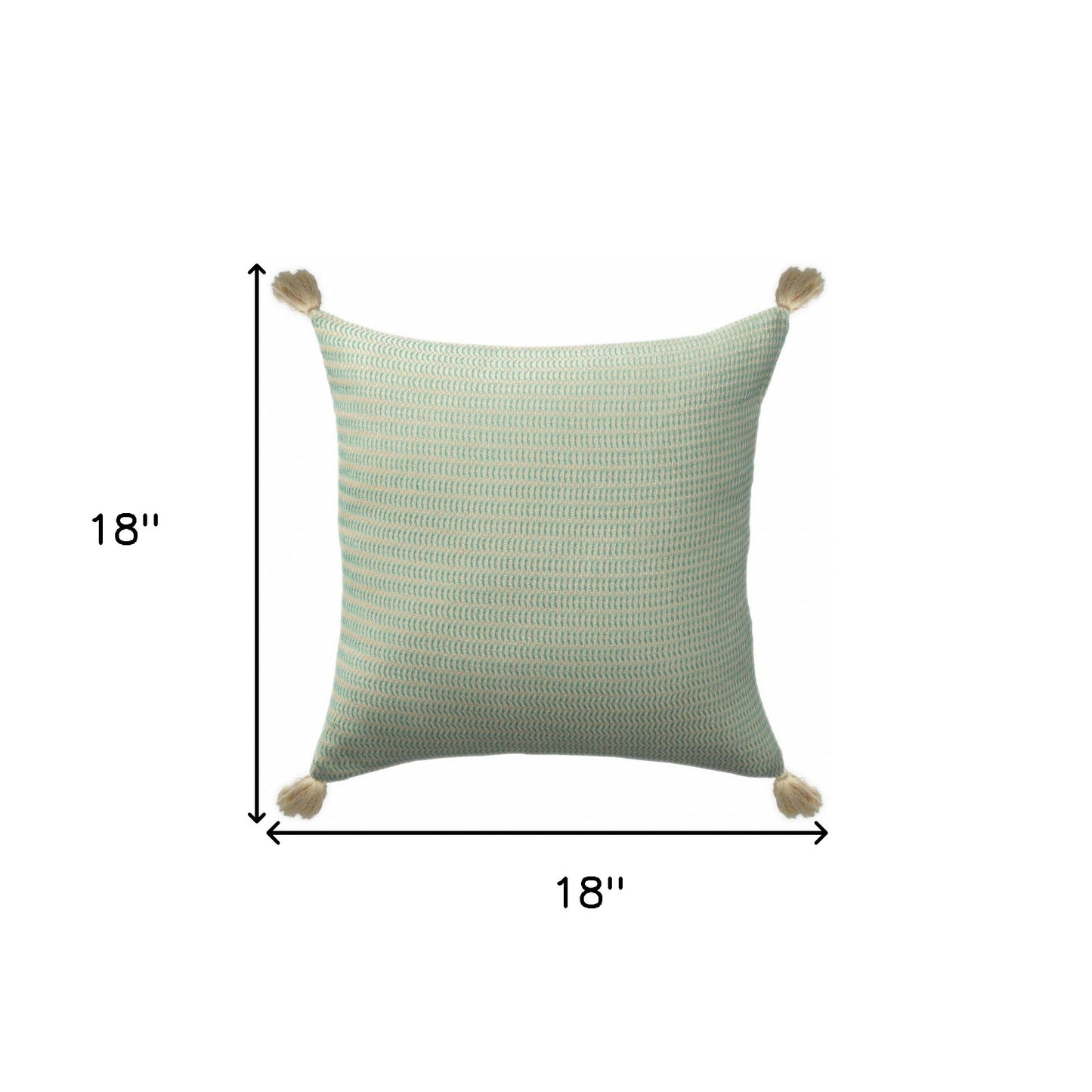 18" X 18" Beige And Ivory 100% Cotton Striped Zippered Pillow