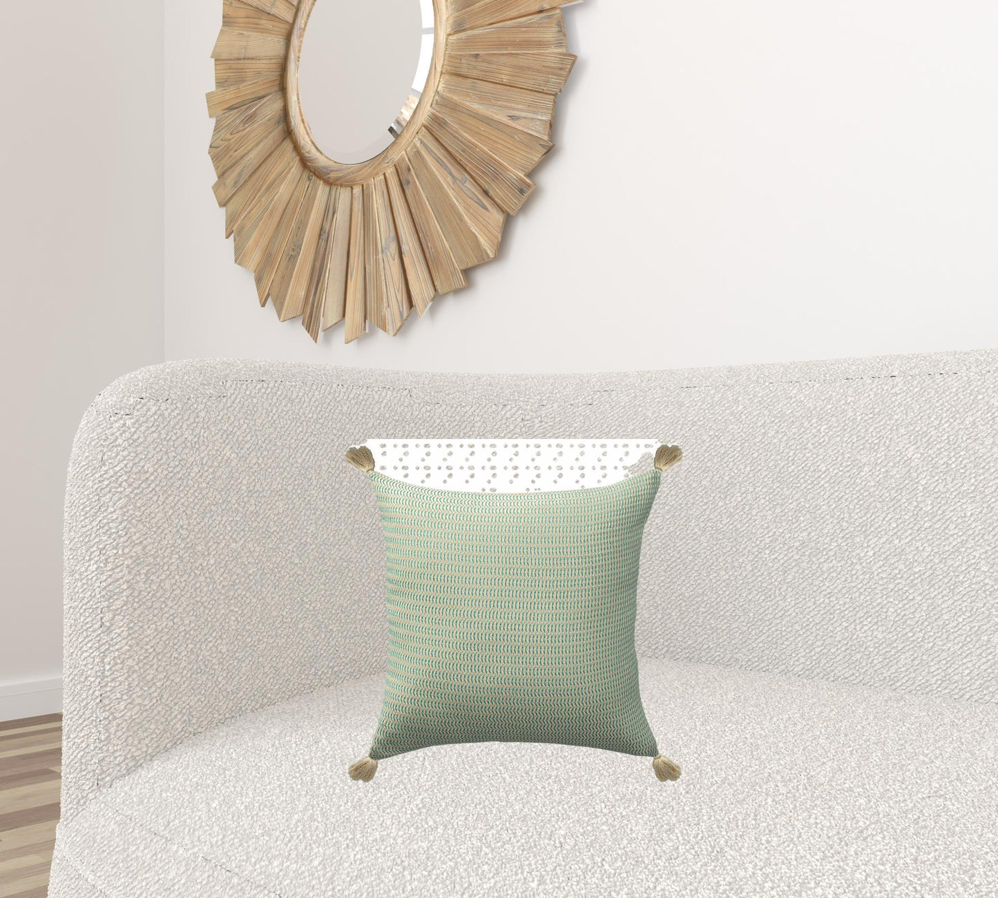 18" X 18" Beige And Ivory 100% Cotton Striped Zippered Pillow