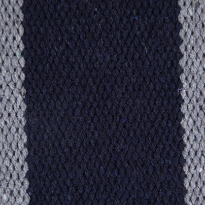 14" X 36" Navy Gray And White 100% Cotton Coastal Zippered Pillow