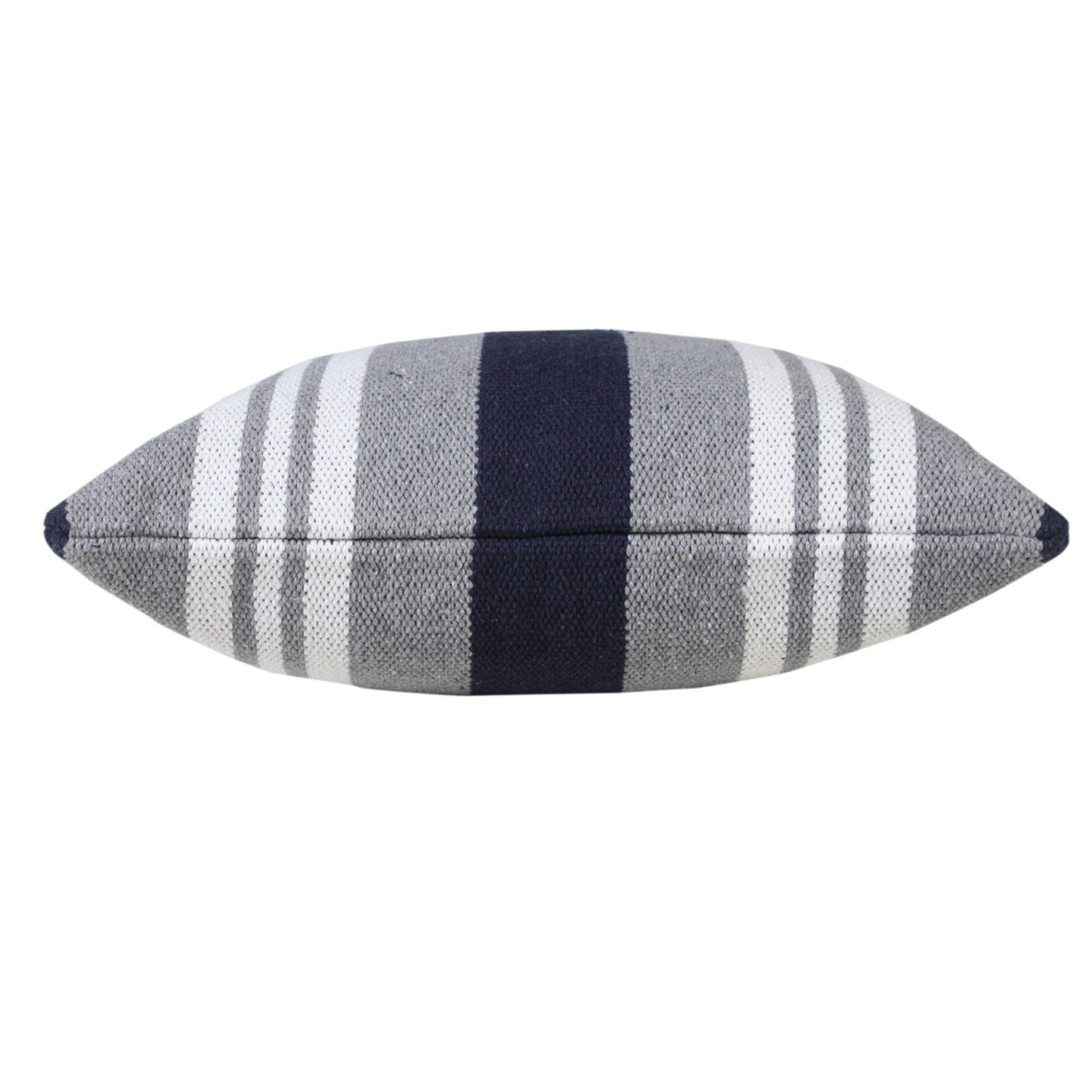 14" X 36" Navy Gray And White 100% Cotton Coastal Zippered Pillow