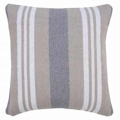 14" X 36" Navy Gray And White 100% Cotton Coastal Zippered Pillow