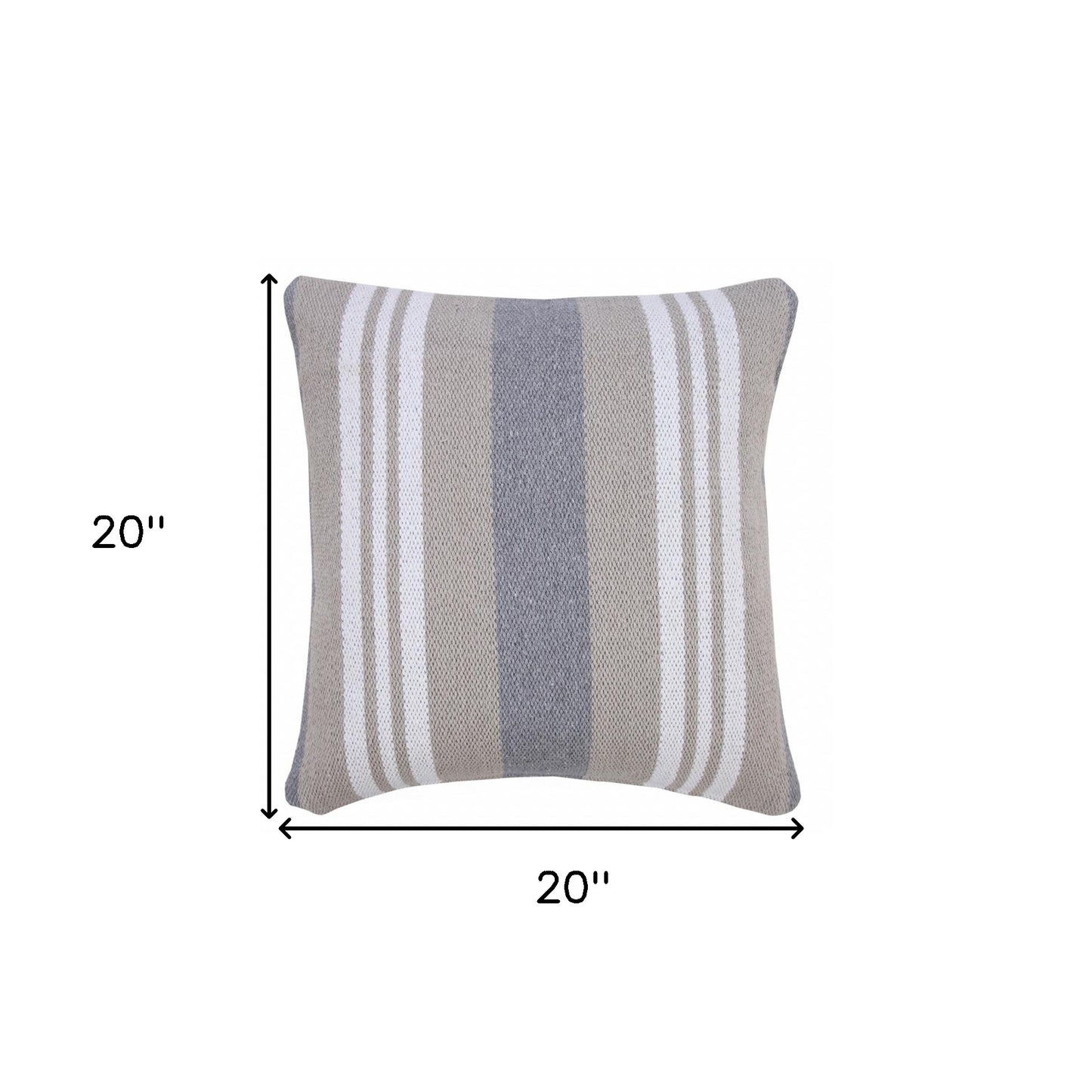 14" X 36" Navy Gray And White 100% Cotton Coastal Zippered Pillow