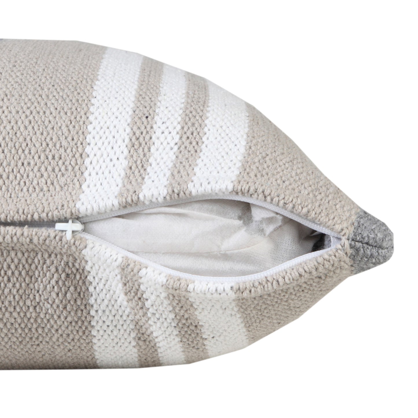14" X 36" Navy Gray And White 100% Cotton Coastal Zippered Pillow