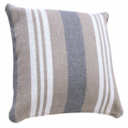 14" X 36" Navy Gray And White 100% Cotton Coastal Zippered Pillow