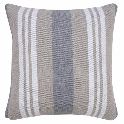 14" X 36" Navy Gray And White 100% Cotton Coastal Zippered Pillow
